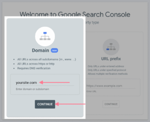 بادئة URL (URL prefix): يُستخدم في تتبُّع إصدار محدَّد من الموقع (مثلًا: https://www.example.com فقط).
