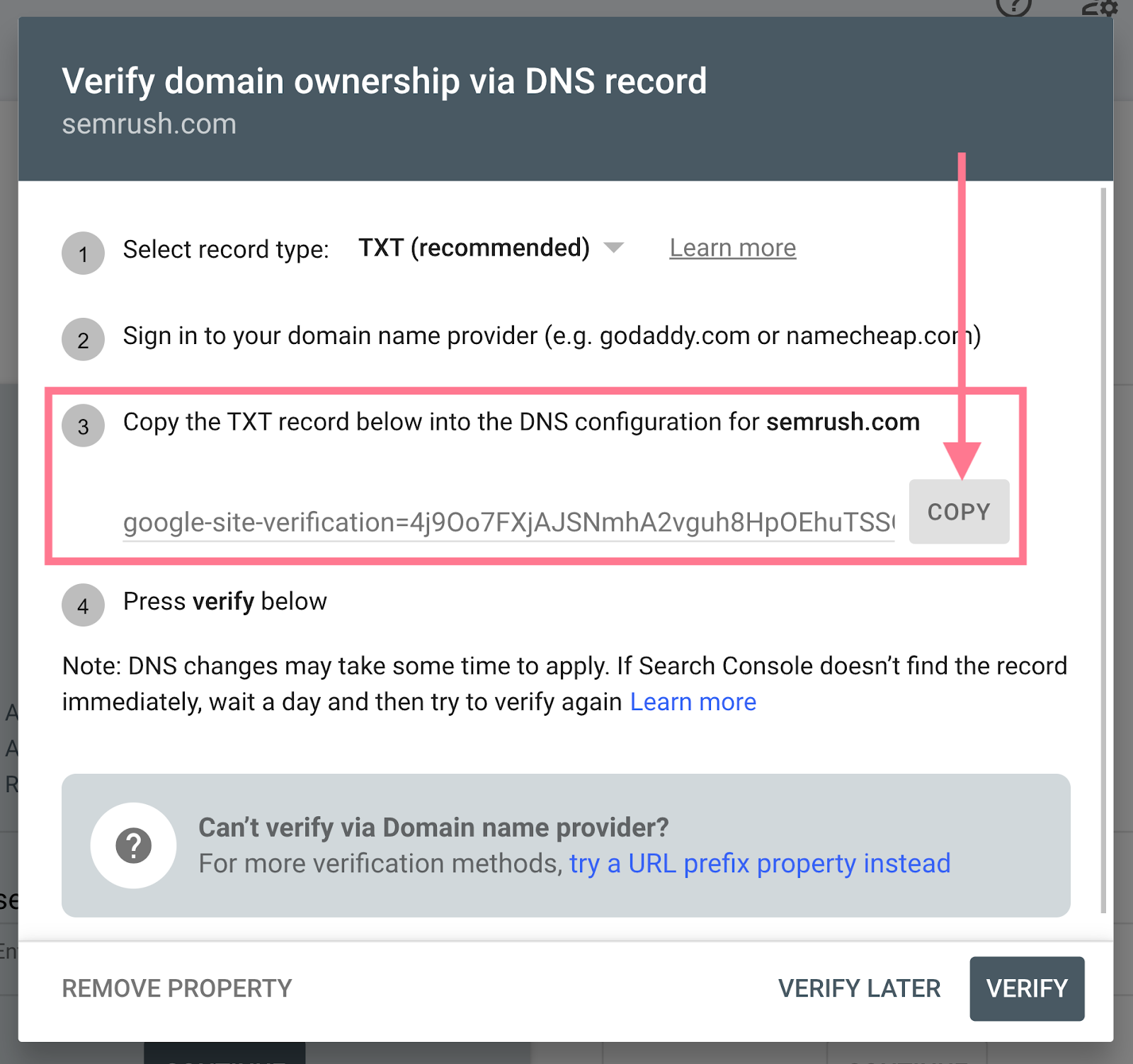 بعد تنفيذ الخطوة المطلوبة، اضغط على "تحقق" (Verify).